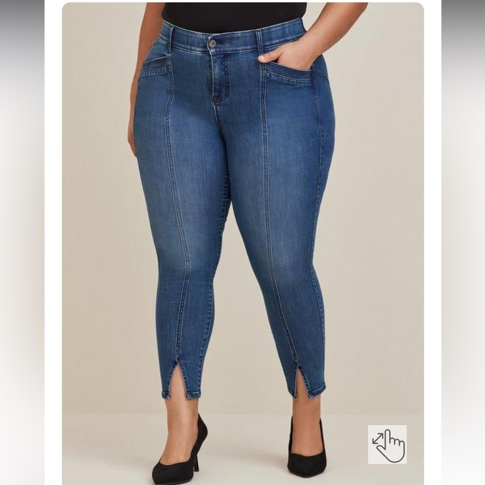 torrid Blue Skinny Ankle Jeans with Front Slit